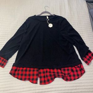 Pink Blush Black and Buffalo Plaid Maternity Sweater Plus